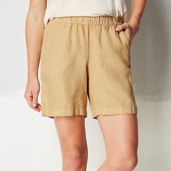 J. Jill Pure Jill | Beachy Coastal Trapunto Linen Shorts Parchment | S - Picture 1 of 11